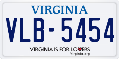 VA license plate VLB5454