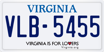VA license plate VLB5455