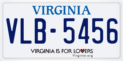 VA license plate VLB5456