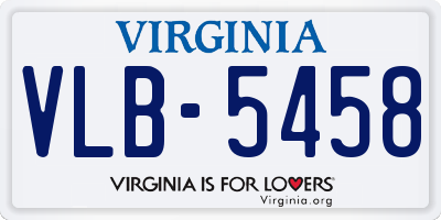VA license plate VLB5458