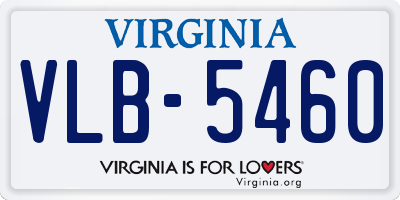 VA license plate VLB5460