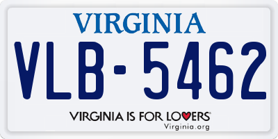 VA license plate VLB5462