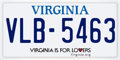 VA license plate VLB5463