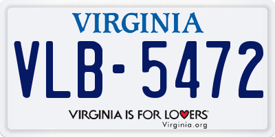 VA license plate VLB5472