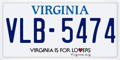 VA license plate VLB5474