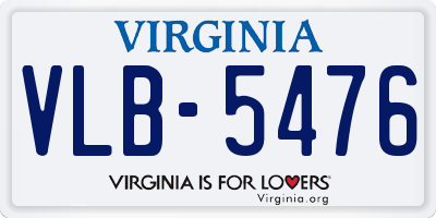 VA license plate VLB5476
