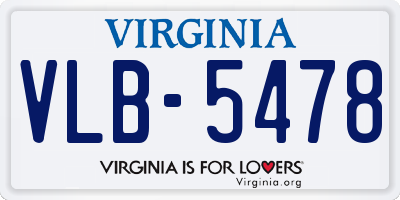 VA license plate VLB5478