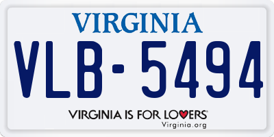 VA license plate VLB5494