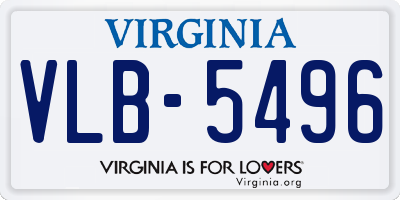 VA license plate VLB5496