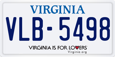 VA license plate VLB5498