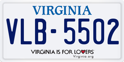 VA license plate VLB5502