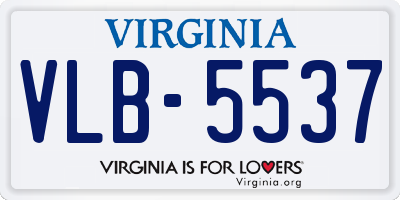 VA license plate VLB5537