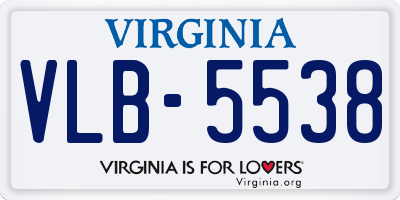 VA license plate VLB5538