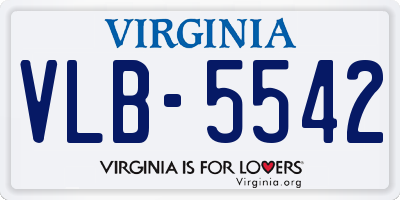 VA license plate VLB5542