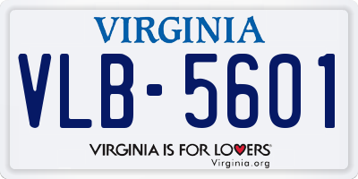 VA license plate VLB5601