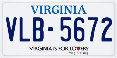 VA license plate VLB5672
