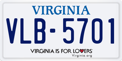 VA license plate VLB5701