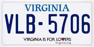 VA license plate VLB5706