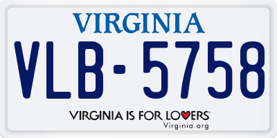 VA license plate VLB5758