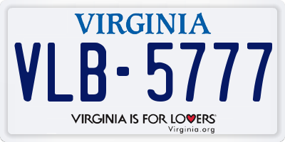 VA license plate VLB5777