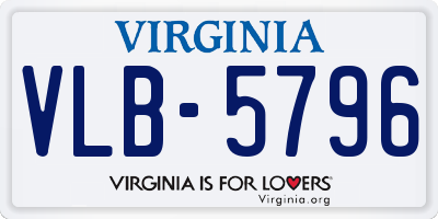 VA license plate VLB5796