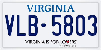 VA license plate VLB5803