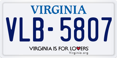 VA license plate VLB5807