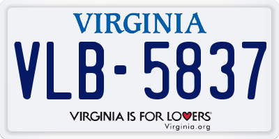 VA license plate VLB5837