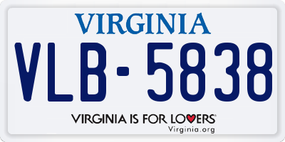 VA license plate VLB5838