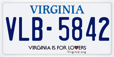 VA license plate VLB5842
