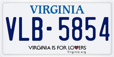VA license plate VLB5854