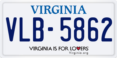 VA license plate VLB5862