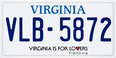 VA license plate VLB5872