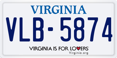 VA license plate VLB5874