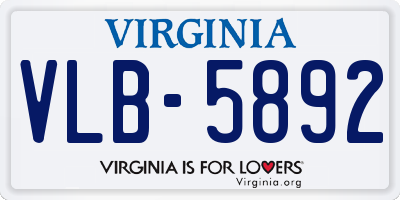 VA license plate VLB5892