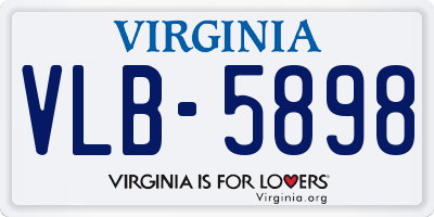 VA license plate VLB5898
