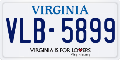 VA license plate VLB5899