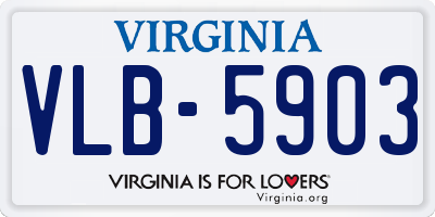 VA license plate VLB5903