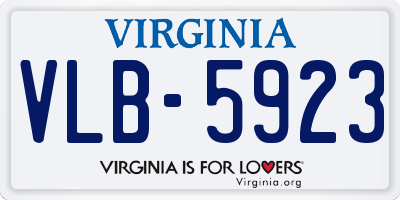 VA license plate VLB5923
