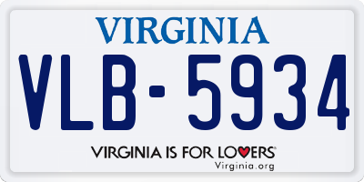 VA license plate VLB5934