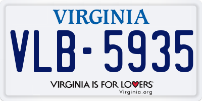 VA license plate VLB5935