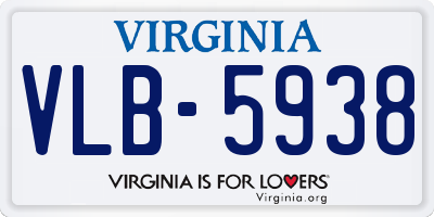 VA license plate VLB5938
