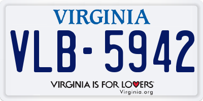 VA license plate VLB5942