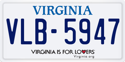 VA license plate VLB5947
