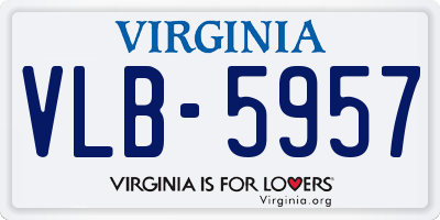 VA license plate VLB5957