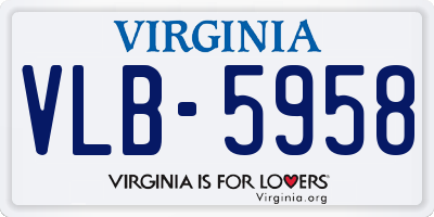 VA license plate VLB5958