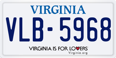 VA license plate VLB5968