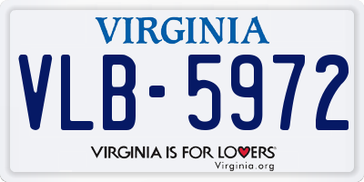 VA license plate VLB5972