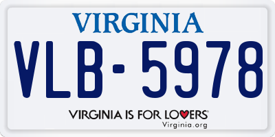 VA license plate VLB5978