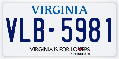 VA license plate VLB5981